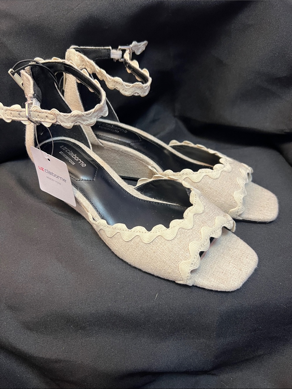 Neutral Scalloped Ankle-Strap Heels - Picture 2 of 4